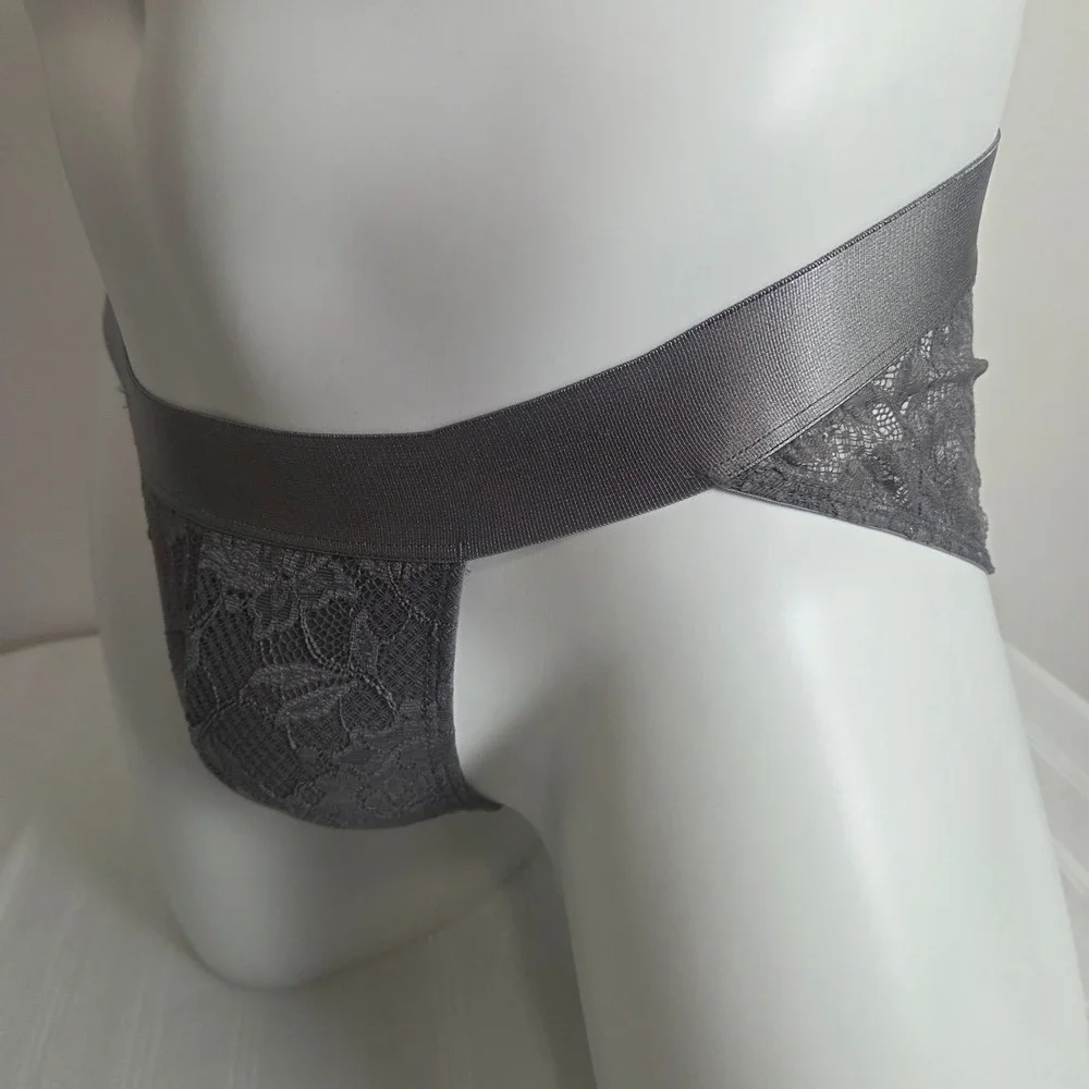 Cosabella Never Say Never Mens Lace Brief Charcoal Grey Floral Underwear NEW